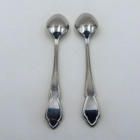 Oxford Hall SHOREHAM Teaspoon 6-1/2 Inch Burnished Stainless Flatware Japan S/2 - Picture 5 of 11